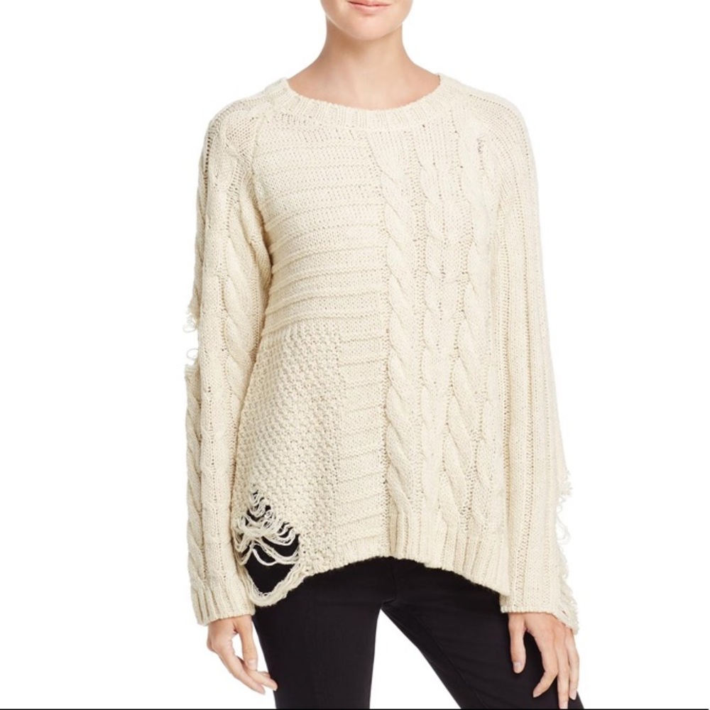 BANJARA METALLIC CABLE KNIT PULLOVER SWEATER